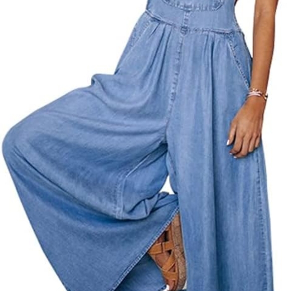 Stylish Wid Leg Blue Denim Overalls Size S / XXL (New /Unworn) - Picture 4 of 5